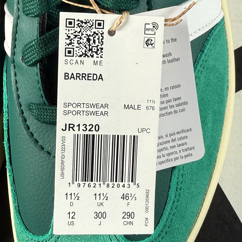 Adidas Barreda Dark Green White Men's 12 Retro Leather Suede Sneakers NIB - Picture 6 of 8